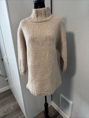 The Limited Cream Chunky Turtleneck Tunic Sweater